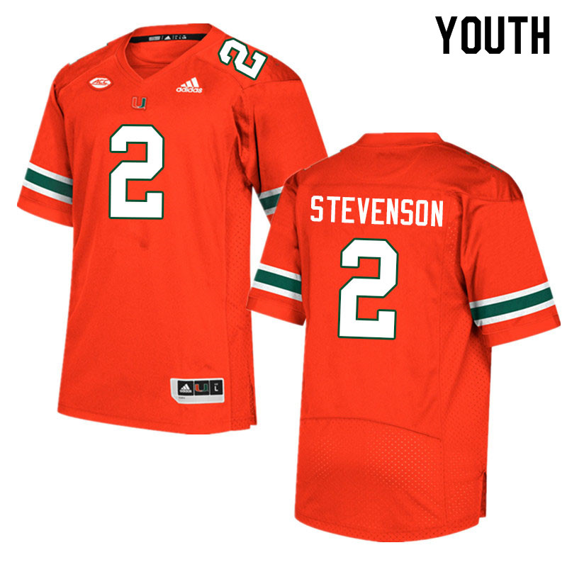 Youth #2 Tyrique Stevenson Miami Hurricanes College Football Jerseys Sale-Orange